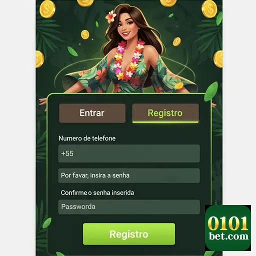 Tela de registro do 0101bet com ofertas VIP exibidas.