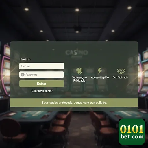 Tela de login do 0101bet destacando segurança VIP.