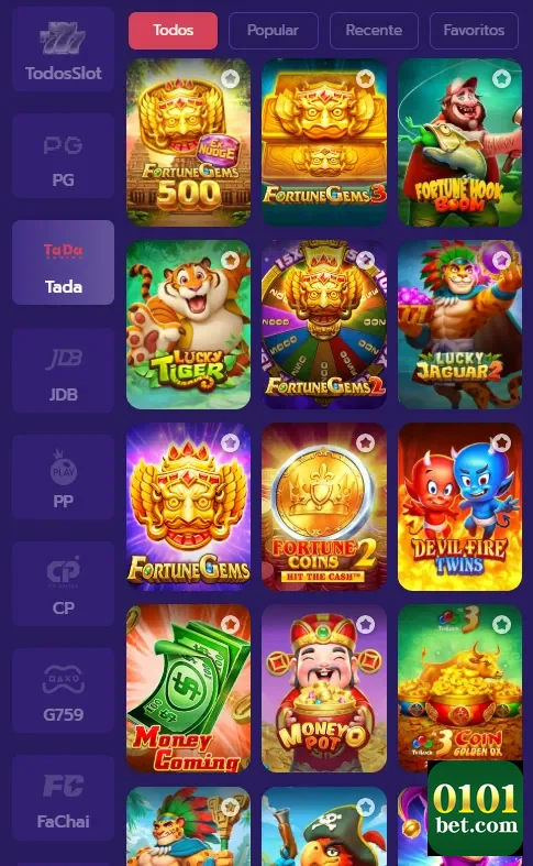 Interface do aplicativo 0101bet com jogos de slot visíveis.