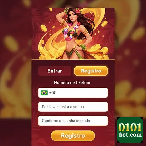 Interface mobile da 0101bet com opção de registro para usuários.