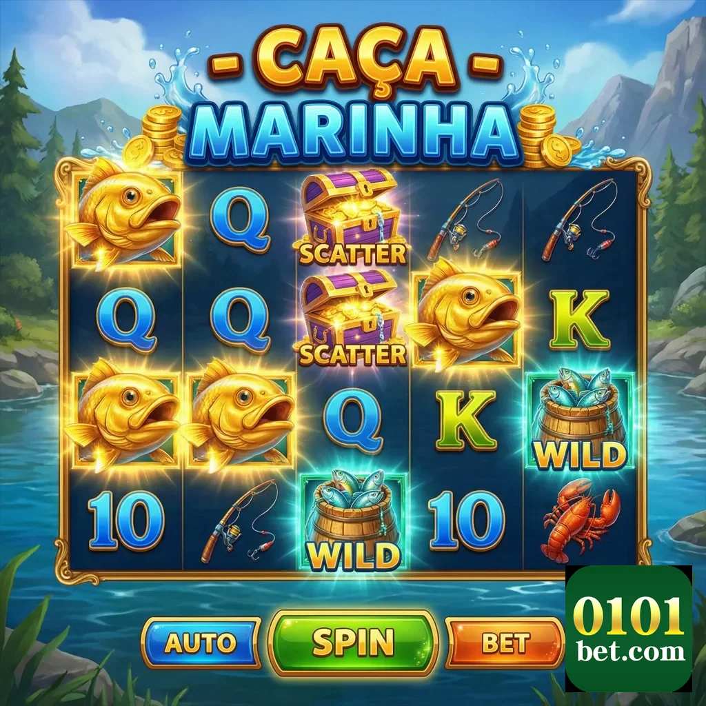 Tela do jogo 'Caça Marinha' no site 0101bet com slots de peixes.