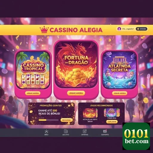 Interface do Cassino Alegra da 0101bet com jogos de slots.