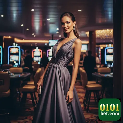 Jogadora elegante no cassino, ilustrando a 0101bet.