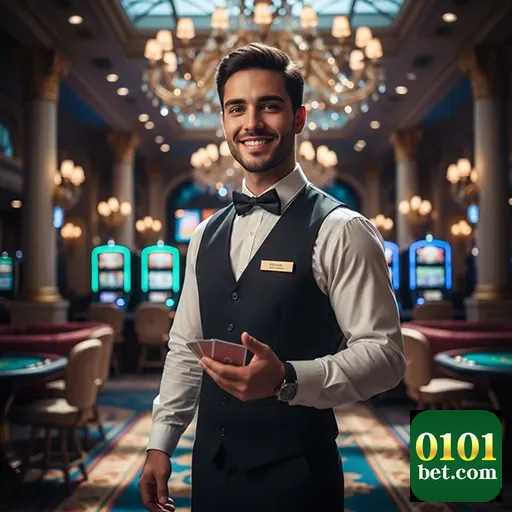 Dealer em cassino mostrando serviços VIP na 0101bet.
