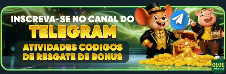 Imagem promocional da 0101bet para canal no Telegram com personagens.