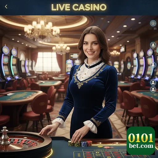 Tela de jogos de cassino ao vivo no 0101bet com crupiê.