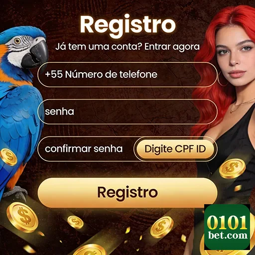 A interface de registro da 0101bet, destacando um formulário.