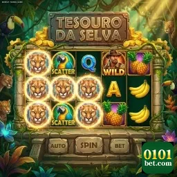 Tela do jogo Tesouro da Selva na 0101bet com jackpots.