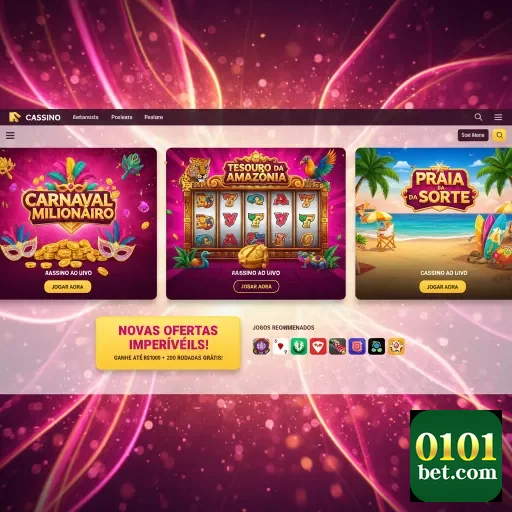 Interface da 0101bet mostrando jogos como 'Carnaval Milionário'.