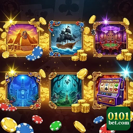 Imagem da plataforma 0101bet com slots e jogos destacados.