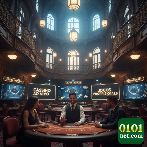 Cenário de cassino ao vivo no site 0101bet com jogadores.