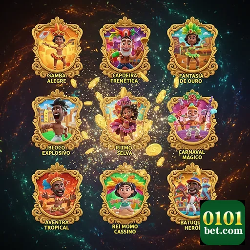Interface de jogos VIP na 0101bet com slots do Carnaval.