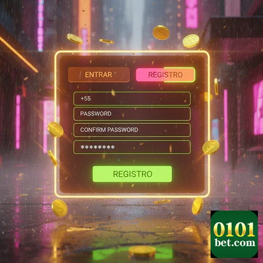 Tela de registro da plataforma 0101bet com campos de login.