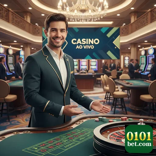 Jogador apresentando o cassino ao vivo na 0101bet.